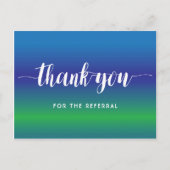 Dank u voor de verwijzing op blauw groen briefkaart (Voorkant)