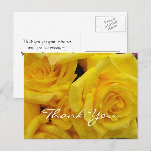 dank u voor de vrijwillige gele rozenbloemen briefkaart (Voorkant / Achterkant)