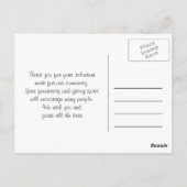 dank u voor de vrijwillige gele rozenbloemen briefkaart (Achterkant)