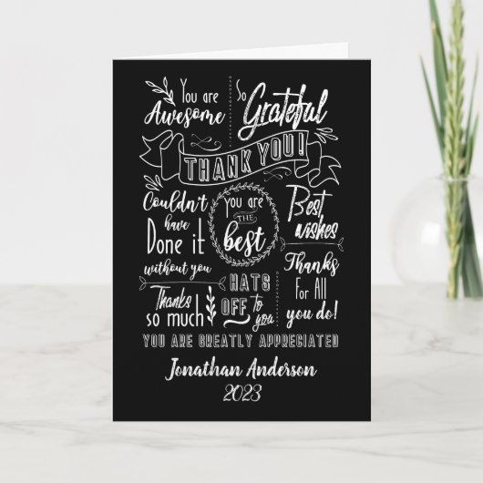 Dank u voor de waardebepaling van het kalkbord bedankkaart (Voorkant)