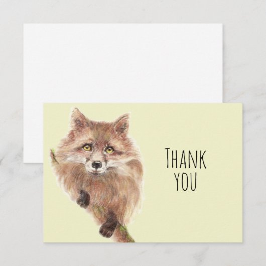Dank u voor de Waterverf Fox Animal Art Natuur Bedankkaart (Voorkant / Achterkant)