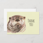 Dank u voor de Waterverf otter Animal Art Natuur Bedankkaart (Voorkant / Achterkant)