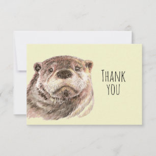 Dank u voor de Waterverf otter Animal Art Natuur Bedankkaart