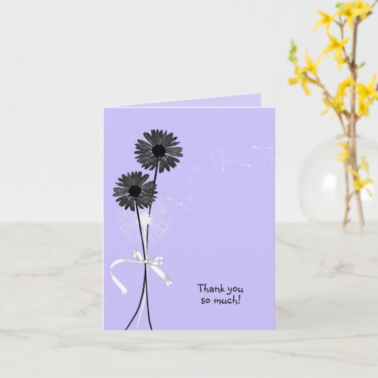 dank u voor de zwarte dandelion in het paars kaart (Gele Bloem)