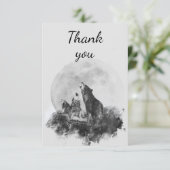 Dank u voor drie wolven die naar de maan trekken bedankkaart (Staand voorkant)