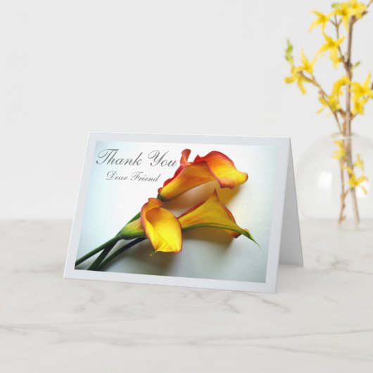 Dank u voor een Beste Vriend Calla Lilies Kaart (Gele Bloem)