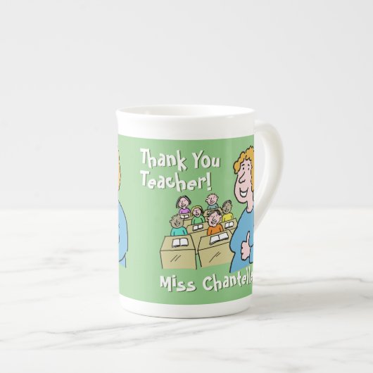 Dank u voor een Vrouw leraar Porselein Kop (Voorkant rechts)