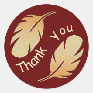 Dank u voor Feather Appreciate Colors Brown Ronde Sticker