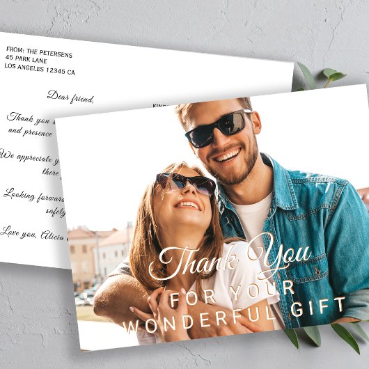 Dank u voor geschenken elegante foto virtuele part briefkaart