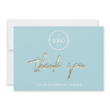 Dank u voor Golden Script Business Logo Aqua