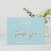 Dank u voor Golden Script Business Logo Aqua Kaart (Staand voorkant)