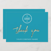 Dank u voor Golden Script Business Logo Water Kaart (Voorkant / Achterkant)