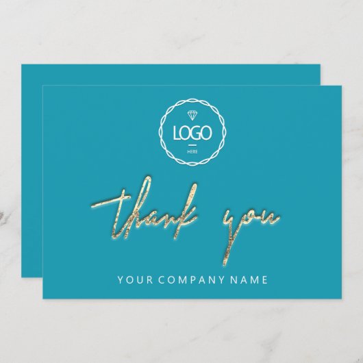 Dank u voor Golden Script Business Logo Water Kaart (Voorkant / Achterkant)