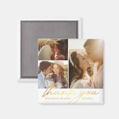 dank u voor goudkalligrafie bruiloft 3 foto - coll magneet (Voorkant / Achterkant)