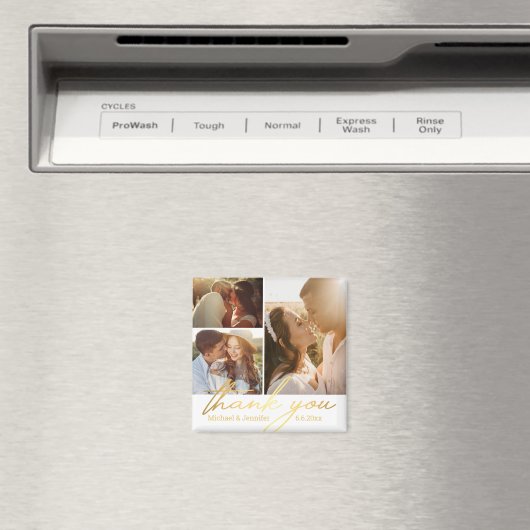 dank u voor goudkalligrafie bruiloft 3 foto - coll magneet (Insitu (Vaatwasser))