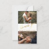 dank u voor goudkalligrafie bruiloft foto collage notitiekaartje (Voorkant)