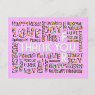 Dank u voor ... hart   lichtroze briefkaart