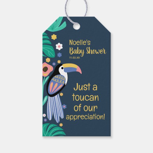 Dank u voor het Baby shower van Tropische Toucan B Cadeaulabel (Voorkant)
