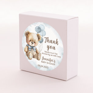 Dank u voor het beer ballon baby shower ronde stic sticker