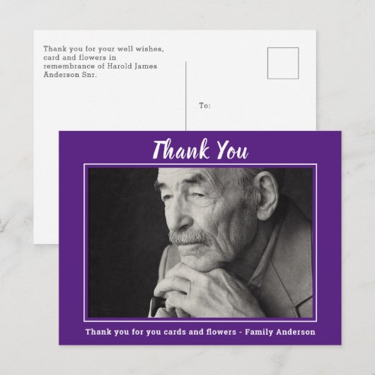 Dank u voor het bijwonen van de begrafenisherinner briefkaart (Voorkant / Achterkant)