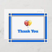 Dank u voor het blauwe Briefkaart van de Birthday- (Voorkant / Achterkant)