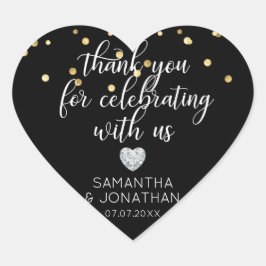 DANK U VOOR HET FELICITEREN VAN DE ZWARTE Goudbrui Hart Sticker