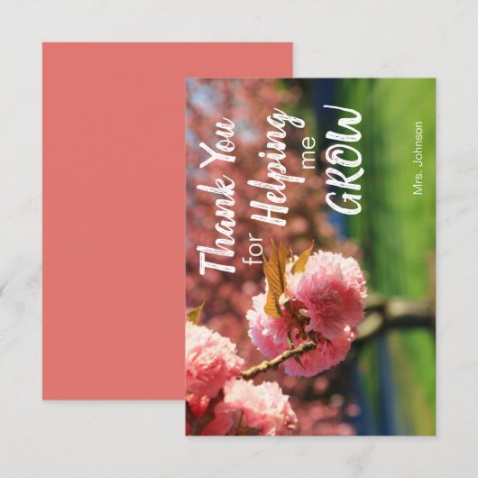 Dank u voor het helpen me Kaart kweken (Voorkant / Achterkant)