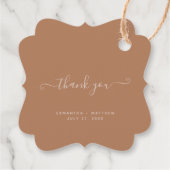 Dank u voor het kalligrafiescript Terracotta Weddi Bedankjes Labels (Achterkant)