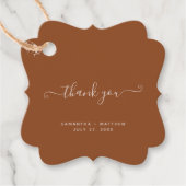 Dank u voor het kalligrafiescript Terracotta Weddi Bedankjes Labels (Voorkant)