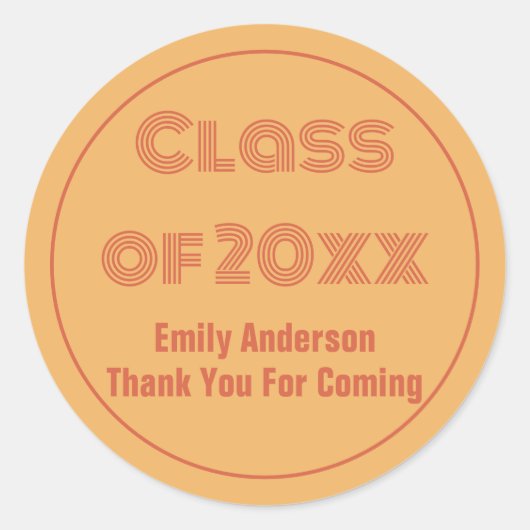 Dank u voor het komen Afstudeerder naam Oranje Afs Ronde Sticker (Voorkant)
