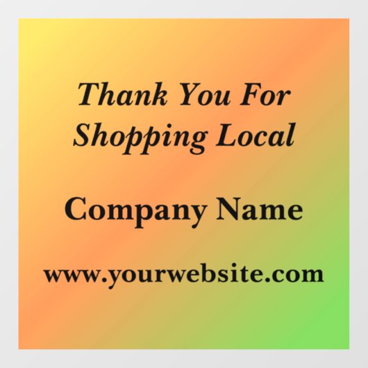 Dank U Voor Het Kopen Van Lokale Gradiënt Raamsticker (Vel)