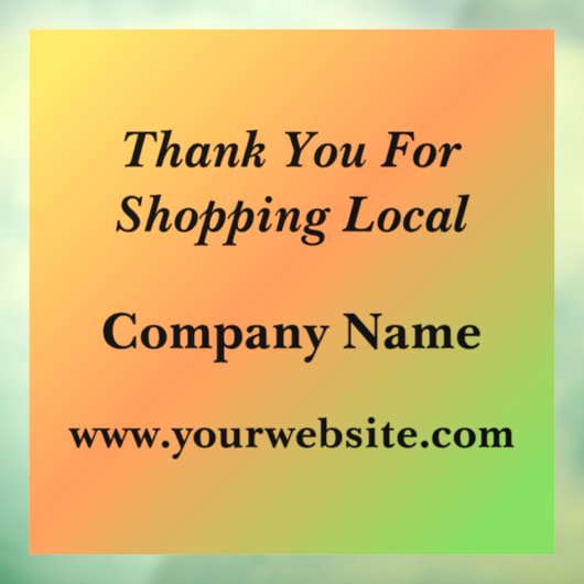 Dank U Voor Het Kopen Van Lokale Gradiënt Raamsticker (Vel 3)