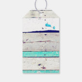 Dank u voor het Label Turquoise Rustic Wood Cadeaulabel (Achterkant)