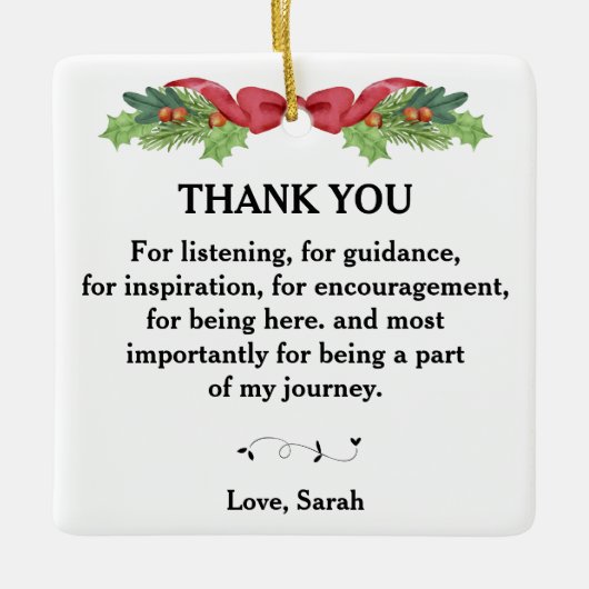 Dank u voor het luisteren, voor begeleiding keramisch ornament (Voorkant)