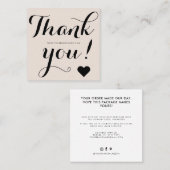 Dank u voor het moderne beige zwart vierkante visitekaartje (Voorkant / Achterkant)