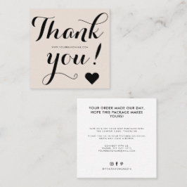 Dank u voor het moderne beige zwart vierkante visitekaartje