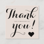 Dank u voor het moderne beige zwart vierkante visitekaartje (Voorkant)