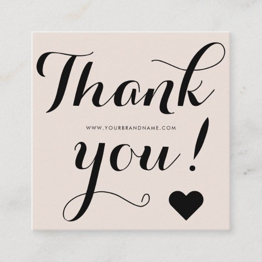 Dank u voor het moderne beige zwart vierkante visitekaartje (Voorkant)