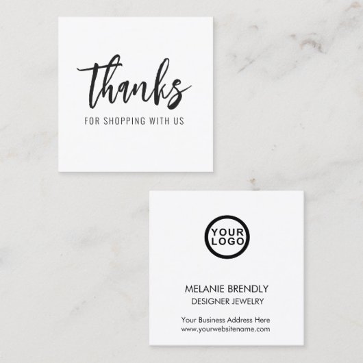 Dank u voor het moderne minimalistische Visitekaar Vierkante Visitekaartje (Voorkant / Achterkant)
