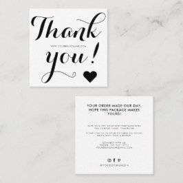 Dank u voor het moderne witte zwart vierkante visitekaartje