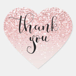 Dank u voor het roze glitterlabel hart sticker