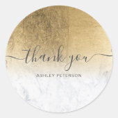 Dank u voor het script marmer chic gold folie ombr ronde sticker (Voorkant)