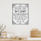 Dank u voor het trouwbord Black & White chalkboard Poster (Keuken)