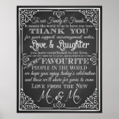Dank u voor het trouwbord Zwart-witbord Poster (Voorkant)