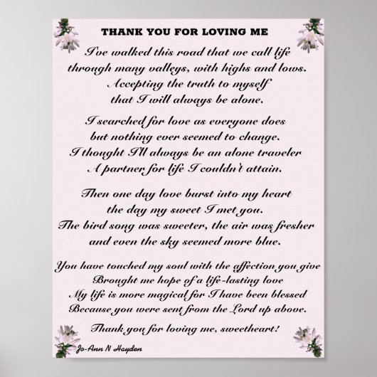 DANK U VOOR HET VERLIEZEN VAN ME POSTER (Voorkant)