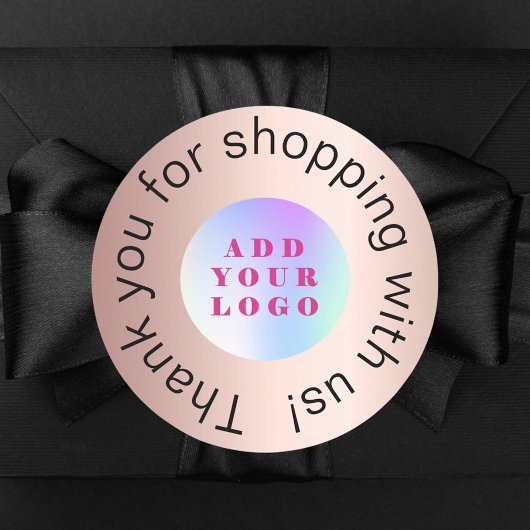 Dank u voor het winkelen business logo roos goud ronde sticker
