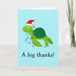 Dank u voor het Zee Turtle in Santa Hat Ocean Kers Feestdagen Kaart