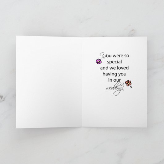 Dank u voor het Zijn Bloemenmeisje, Donkerbruin Bedankkaart (Binnen)