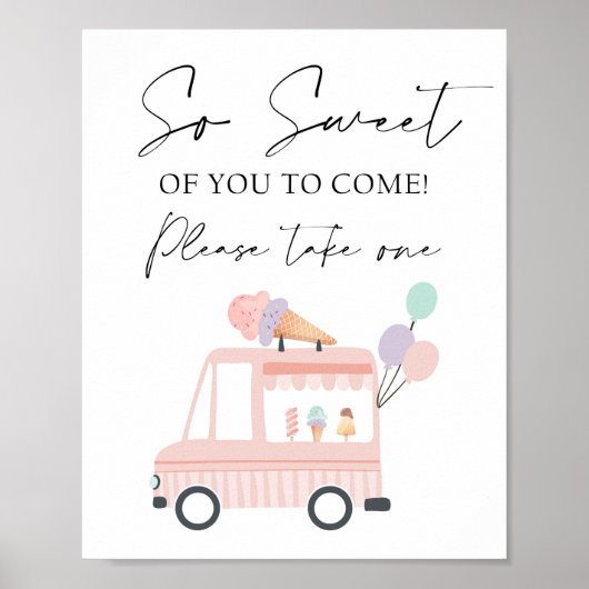 Dank u voor Ice Cream Truck Favor Table Birthday Poster (Voorkant)
