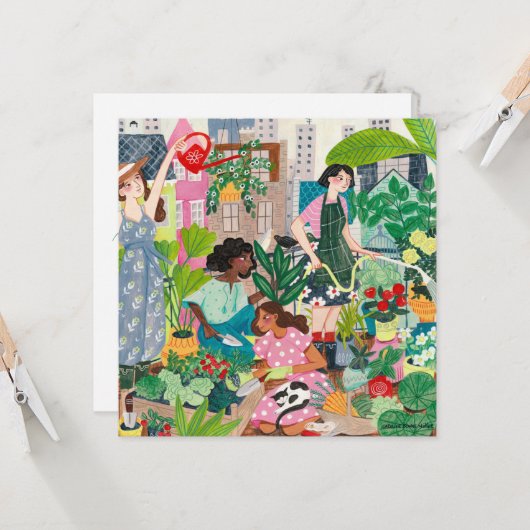 Dank u voor illustraties van tuinvrouwen in de sta kaart (Voorkant / Achterkant in situ)